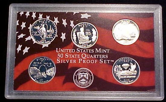 2003-S Statehood Quarter SILVER 5 Coin Proof Set In Original Mint Holder *