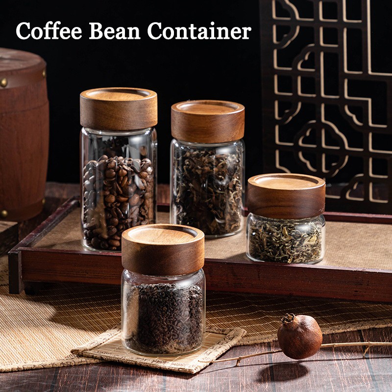100/175/250/300ML Coffee Beans Storage Container Display Rack Tea Glass Bottle