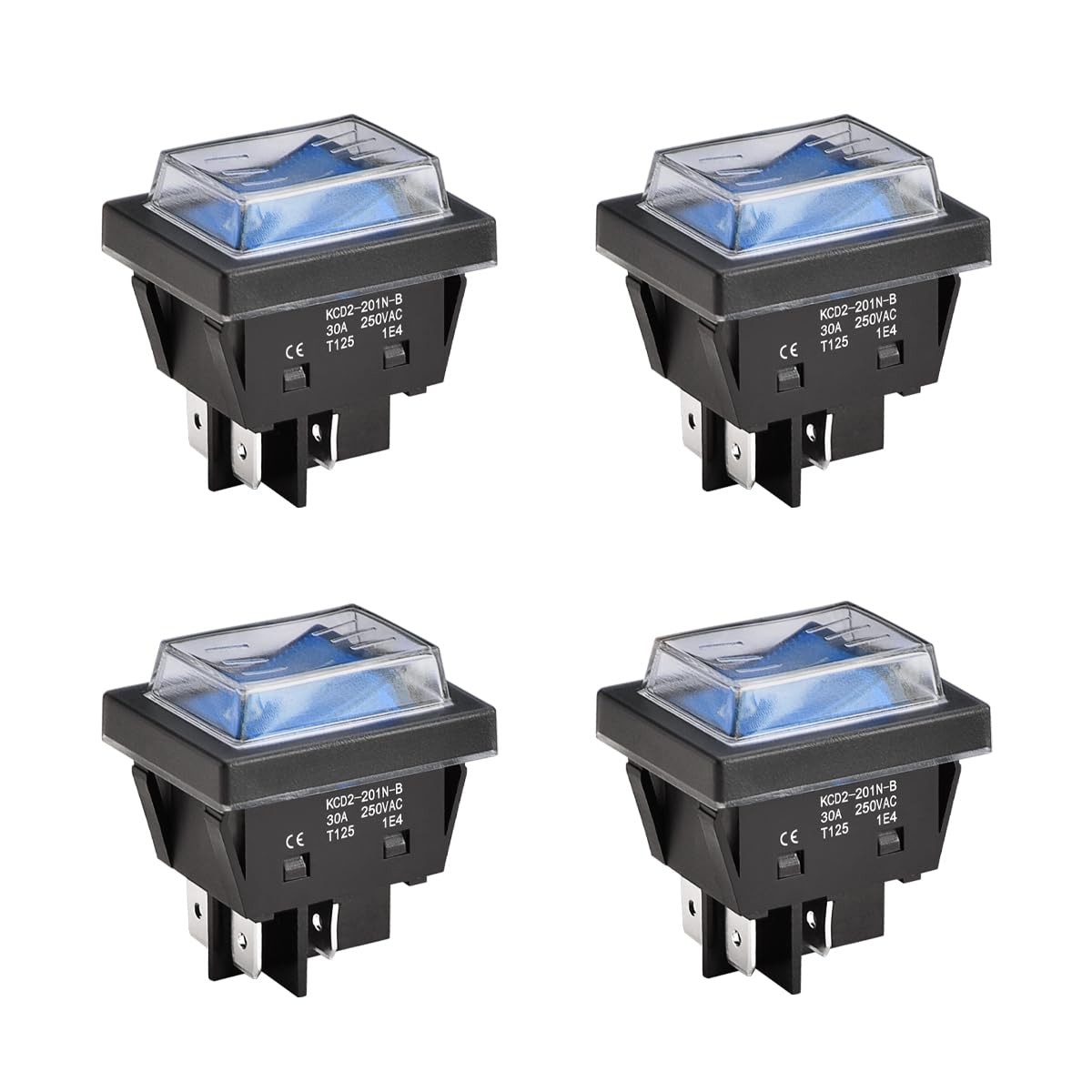 Heschen High Current Rocker Switch, 30A 250VAC, ON-OFF 2 Position, DPST, 4 Te...