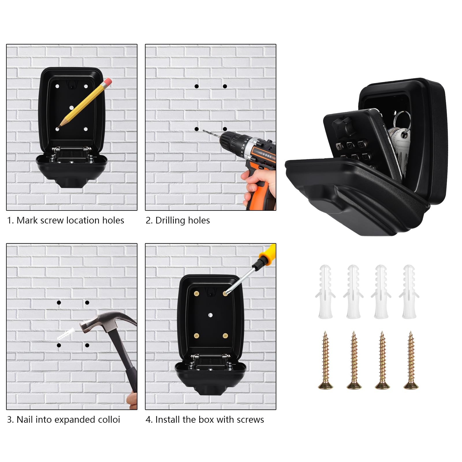Key Lock Box for Outside Wall Mount - Waterproof Digital Code Realtor Lockbox...