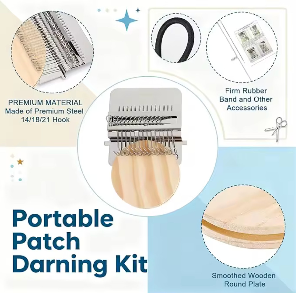 NEW Knit Patch Kit PatchMaker 2.0 – Portable Darning Loom for Clothes Repair