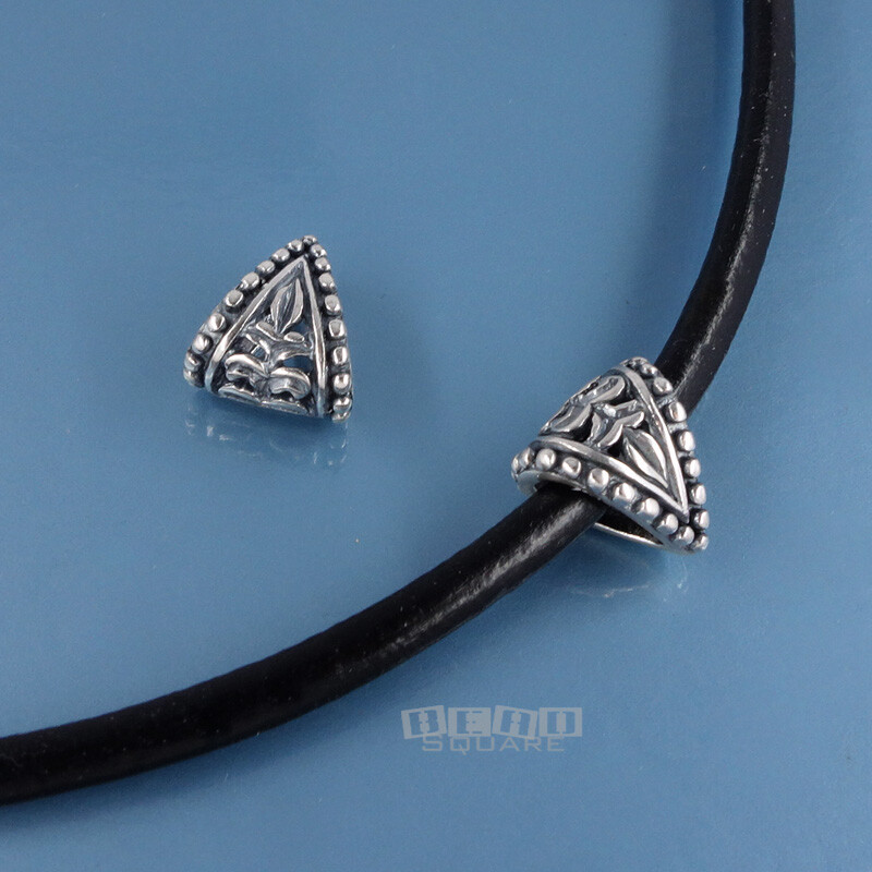 2 Oxidized Sterling Silver Compound Leaf Triangle Pendant Bail ap. 8mm #44333