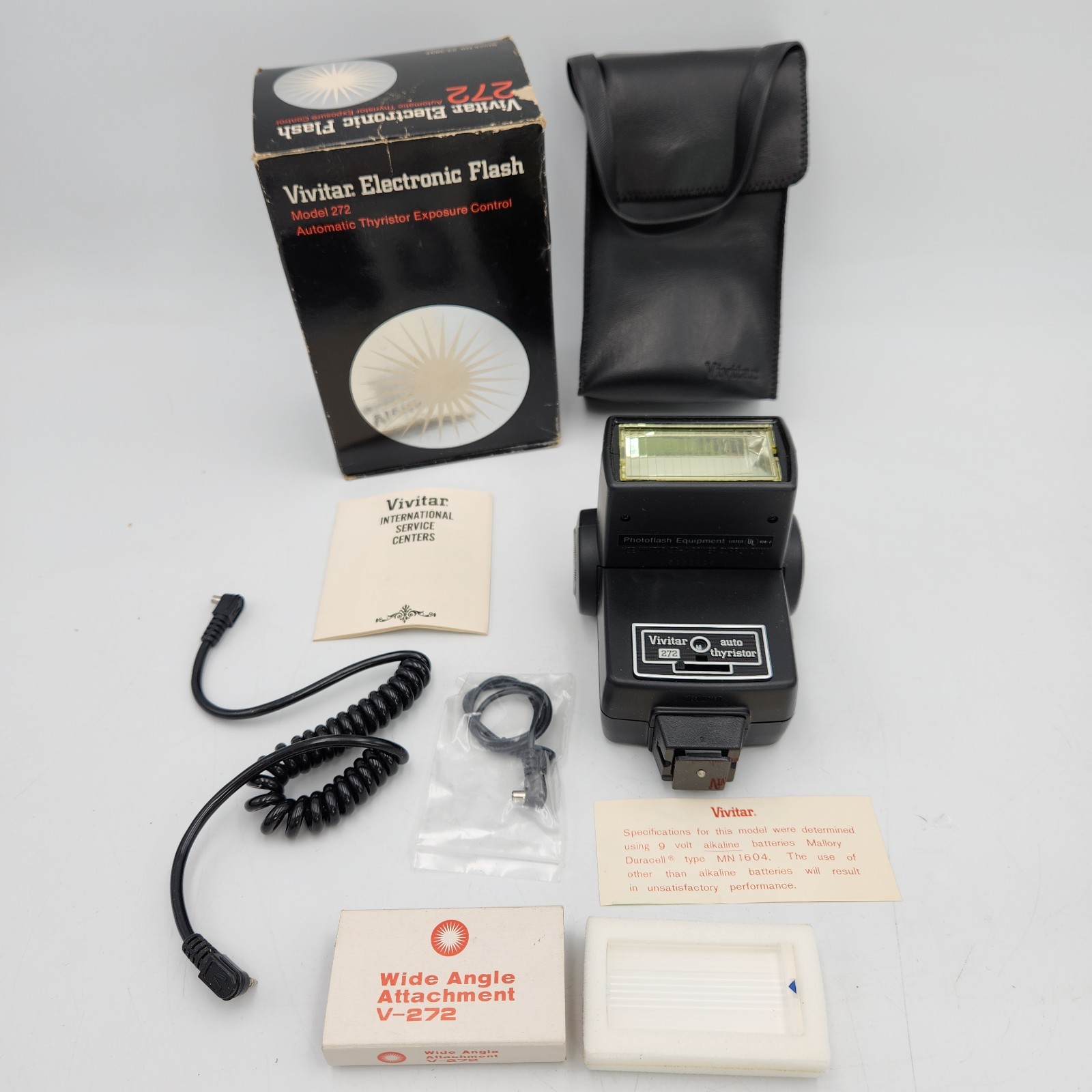 Vintage Vivitar 272 Auto Thyristor Camera Flash Box Case Accessories Works