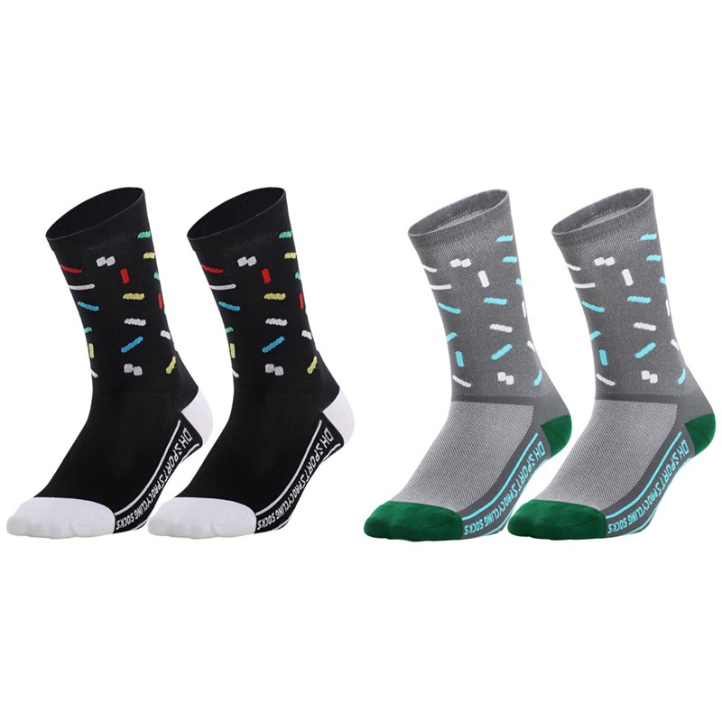 2Pairs Cycling Socks Riding Bicycle Bike Sports Ankle Socks XC MTB Grey Black