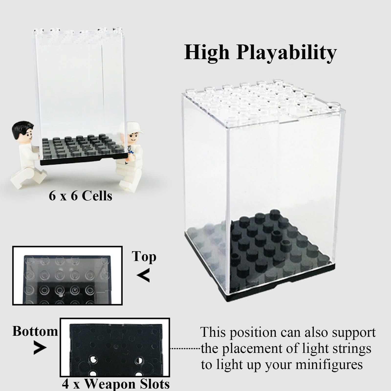 15PCS Minifigure Display Case for Lego Minifigure Clear Acrylic Building Bloc...