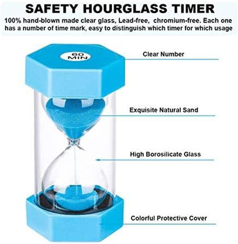 20 Minute Hourglass Sand Timer: Large Unbreakable Colorful Sand Clock, Plastic B