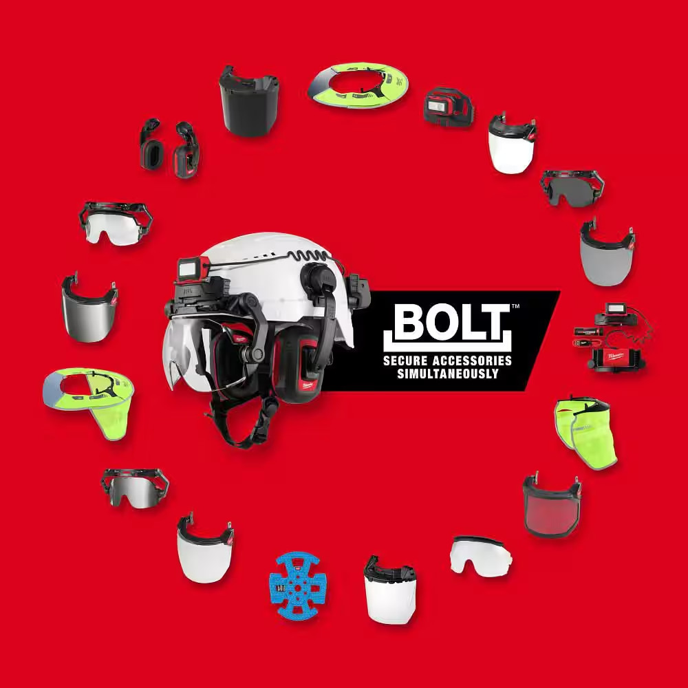 BOLT Red Type 2 Class E Non-Vented Safety Helmet with IMPACT-ARMOR Liner