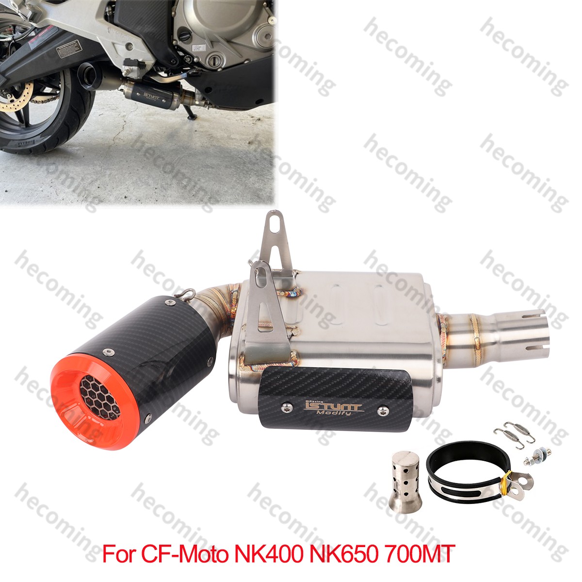 Slip on For CF-Moto 400NK 650NK 700MT Exhaust Link Pipe Carbon Muffler Escape
