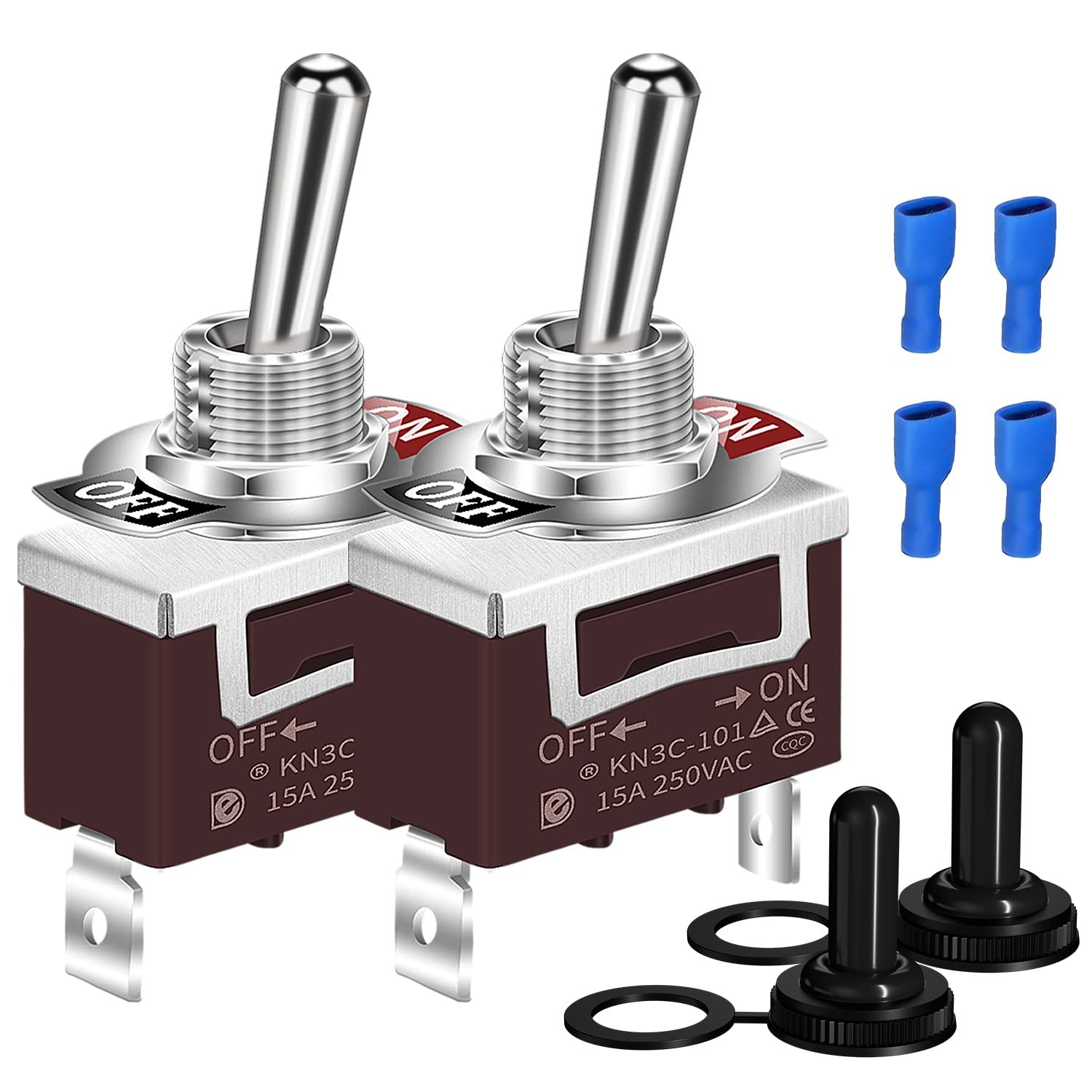 2 Pack Waterproof SPST Toggle Switch 12V DC 30A Heavy Duty Marine Grade