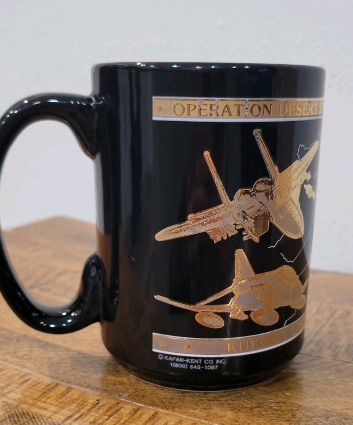 Operation Desert Storm Coffee Cup Mug Commenced 1991 22 KT Gold Kapan-Kent Co. .