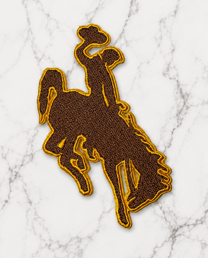 WYOMING COWBOYS LOGO NCAA EMBROIDERED IRON ON PATCH 1.75"X2.75" FREE SHIPPING