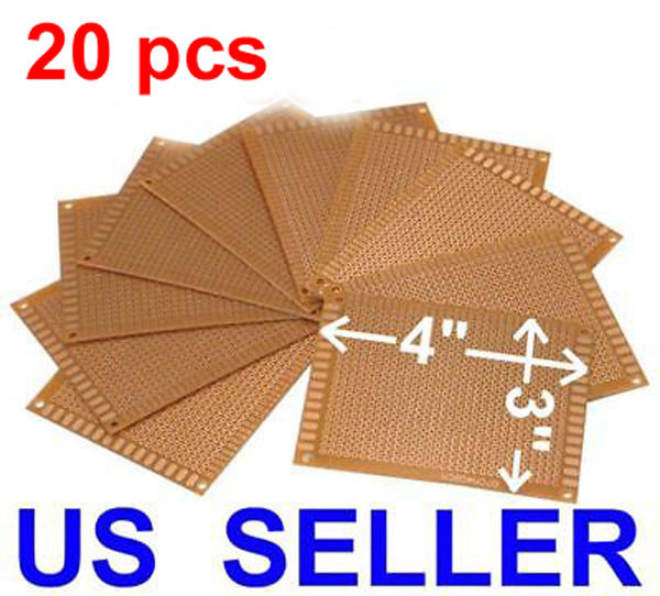 20 pcs - 3x4 inch (7x9cm) PCB Printed Single Sided Circuit Board Breadboard