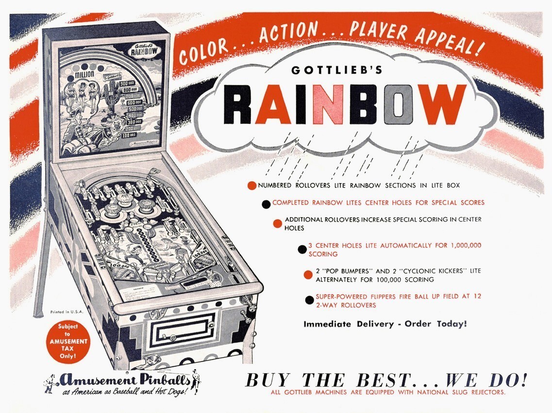 1956 Gottlieb Rainbow Pinball Machine Rubber Ring Kit