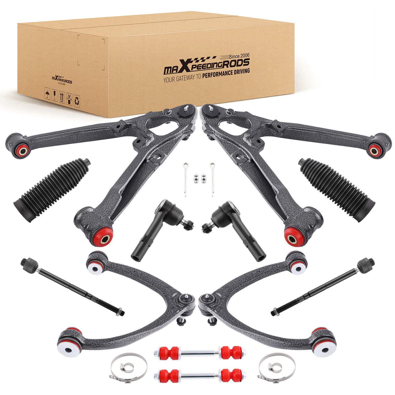 Front Upper Lower Control Arms Assembly for 2007-13 Chevy Silverado Sierra 1500