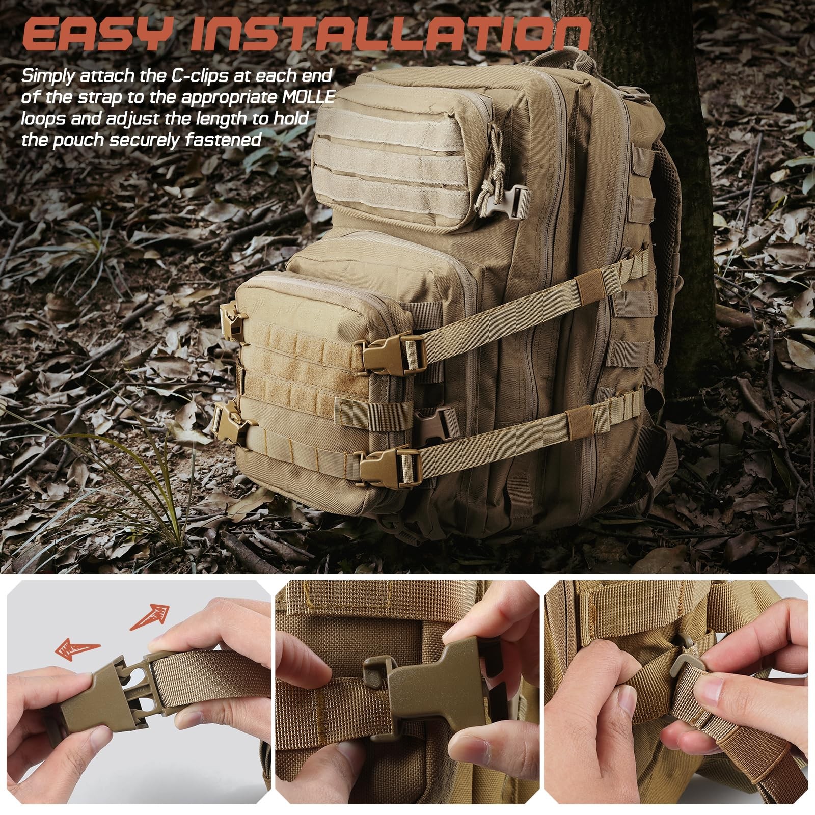 Molle Backpack Straps Tactical Rush Tier System Molle Attachment for Tactical...
