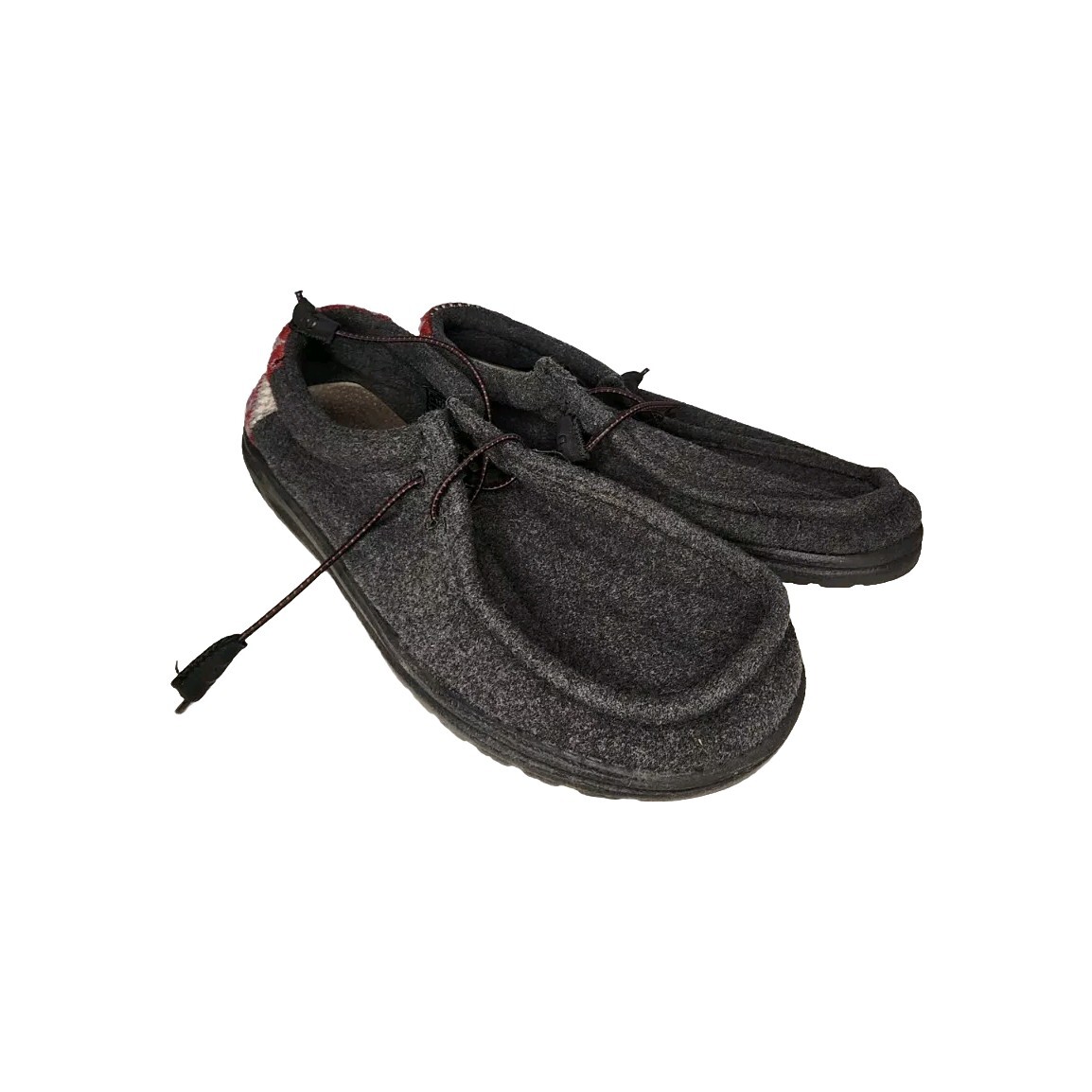 Hey Dude Wally Wool Men's Size 11 Black Slip On Casual Shoes Nordic Pattern Heel