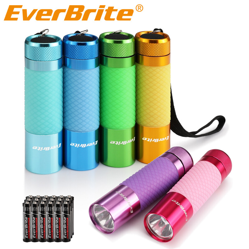 EverBrite 6Pack Mini LED Flashlight Glow Dark Aluminum Flashlight 8AAA Batteries