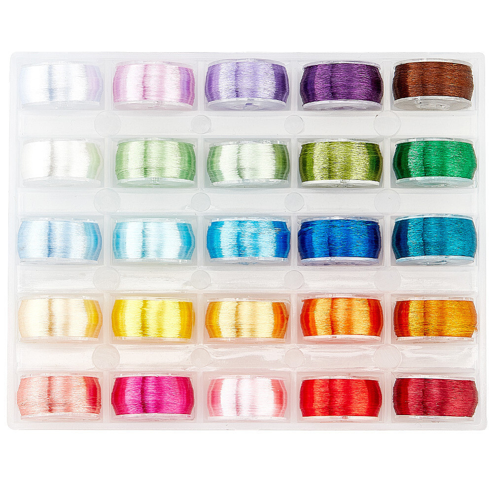 1box 25 rolls Polyester High Gloss Single-Strand Thread with Plastic Bobbin