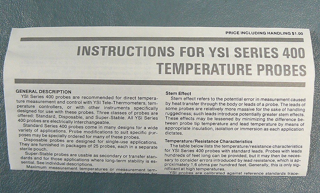 YSI 4900A temperature probe cable