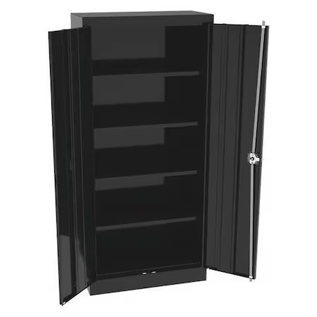 Tennsco 6615Bk Shelving Storage Cabinet, 66 In H, 30 In W, 15 In D, Recessed