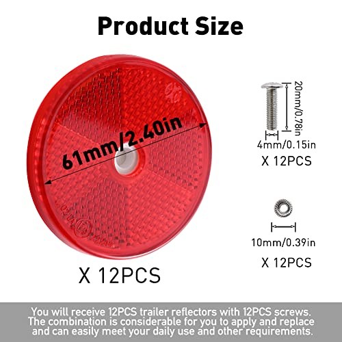 12 Pack Front Reflector Round Reflector for Driveway Fence Gate Posts