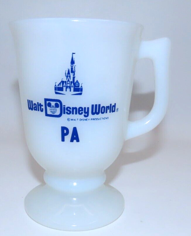 Vintage Walt Disney World Milk Glass-PENNSYLVANIA Souvenir Pedestal Mug