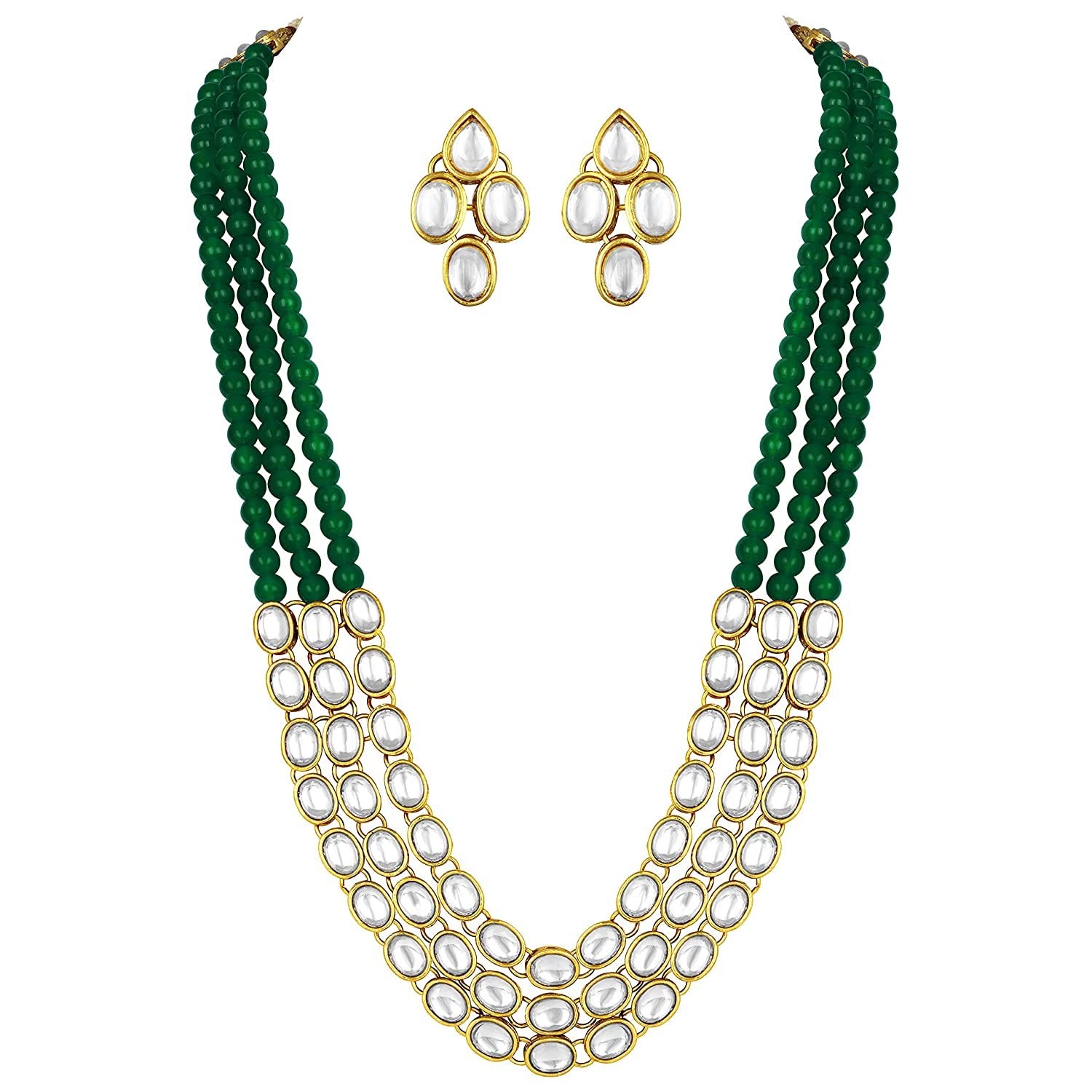 Indian Traditional Faux Kundan Long Necklace Jewelry Set with Earrings for Wo...