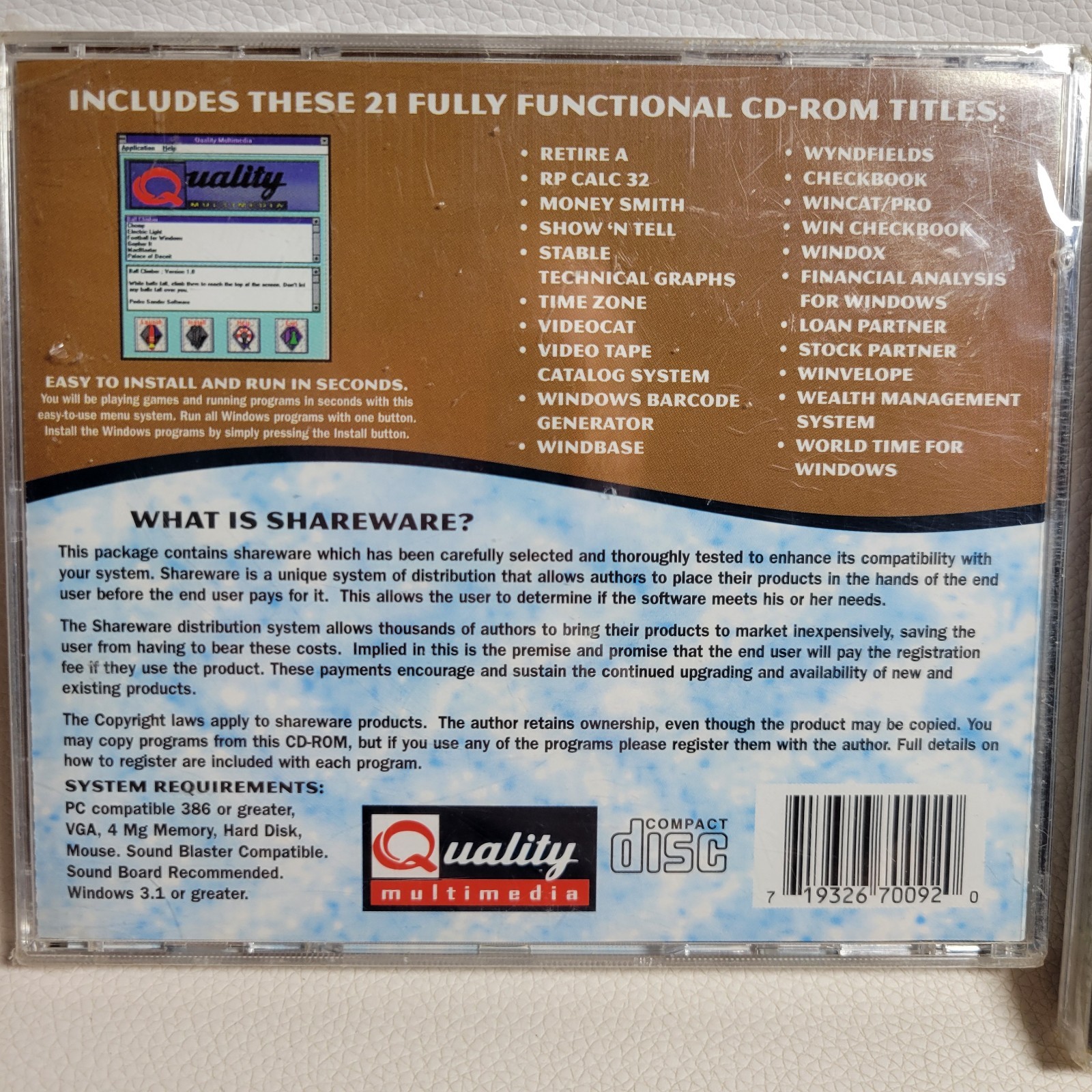 3 Vintage Shareware Cd-Rom Business Essentials, Utilities, Working World