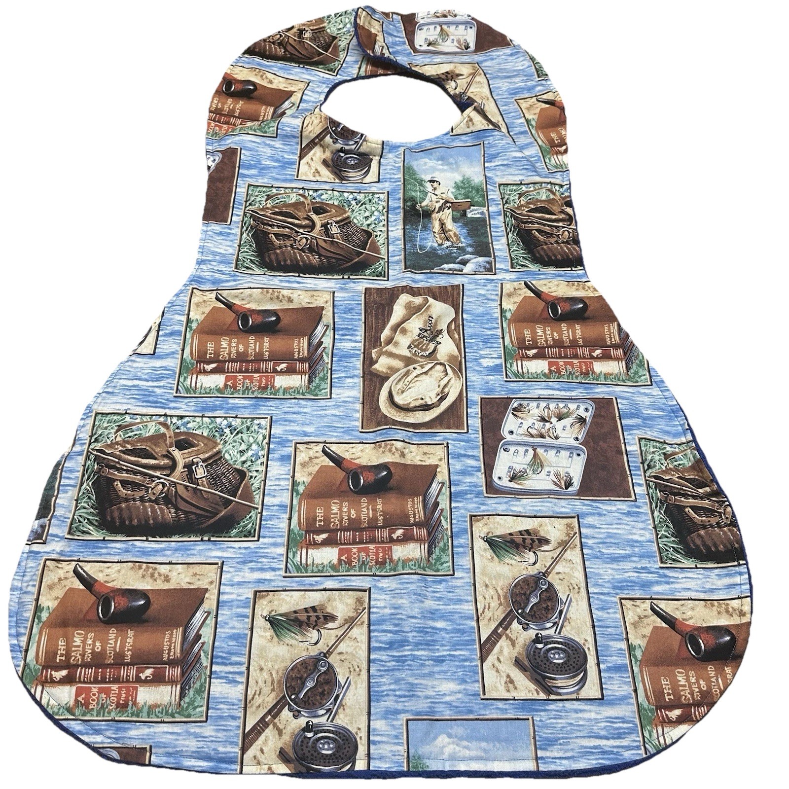 Adult Bib Clothing Protector Special Needs Elderly Washable Handmade 32” Fishing