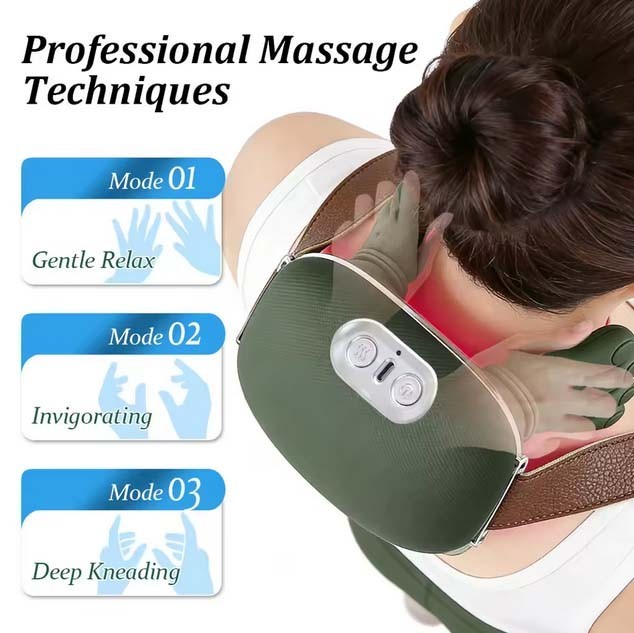 Bionic Neck Shoulder Massager Multifunctional 3-Level Cervical Heating Kneading