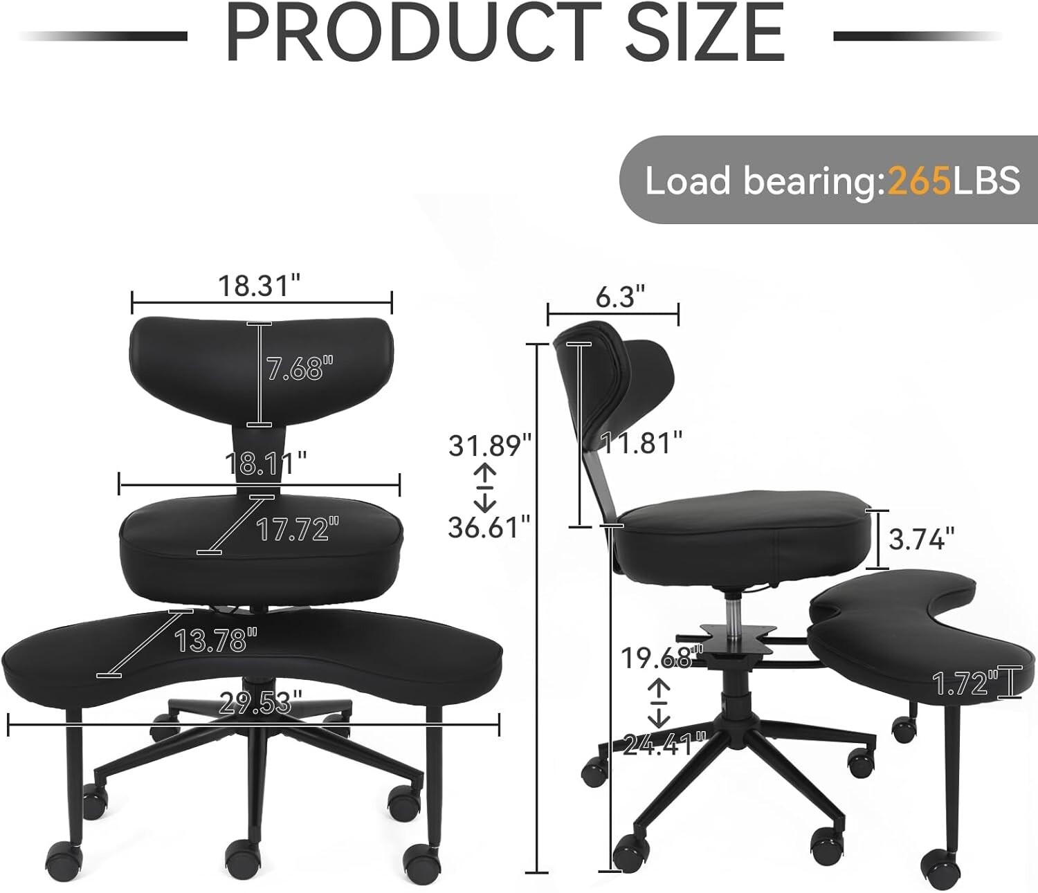 ELECWISH Criss Cross Legged Chair w/ Wheels Armless Swivel Office Desk Chair
