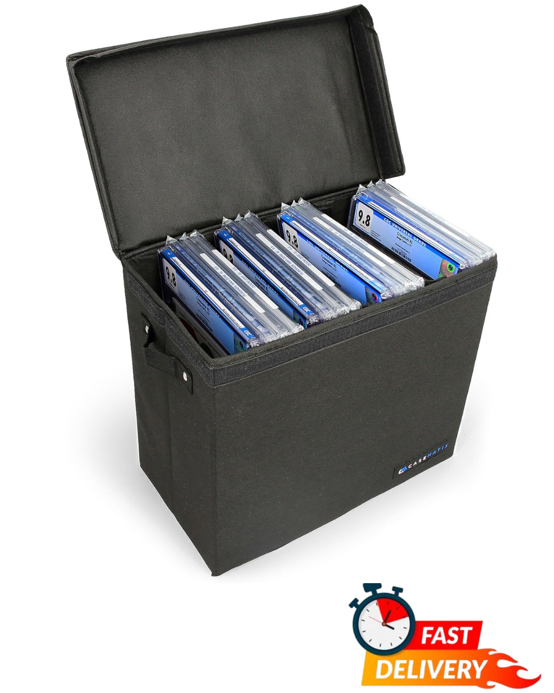 Graded Comic Book Storage Case Holds 28 Comics w/ Removable Dividers Slim