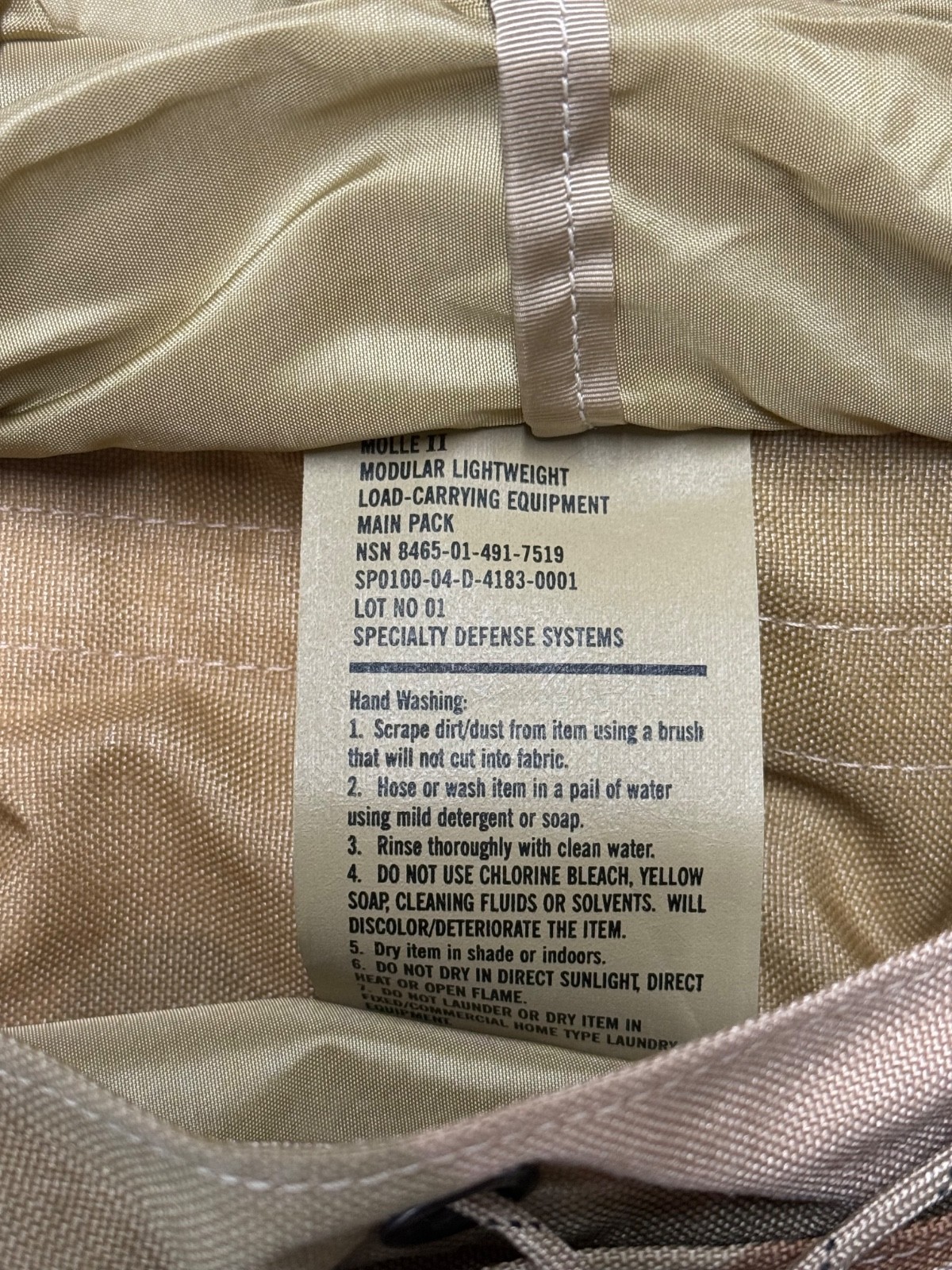 NEW USGI MOLLE II Lightweight Load Carrying Equipment Main Pack Ruck DCU Desert
