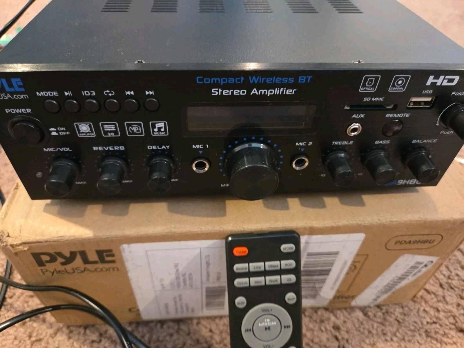 Pyle Wireless Bluetooth Home Stereo Amplifier - Multi-Channel 200W PDA9HBU