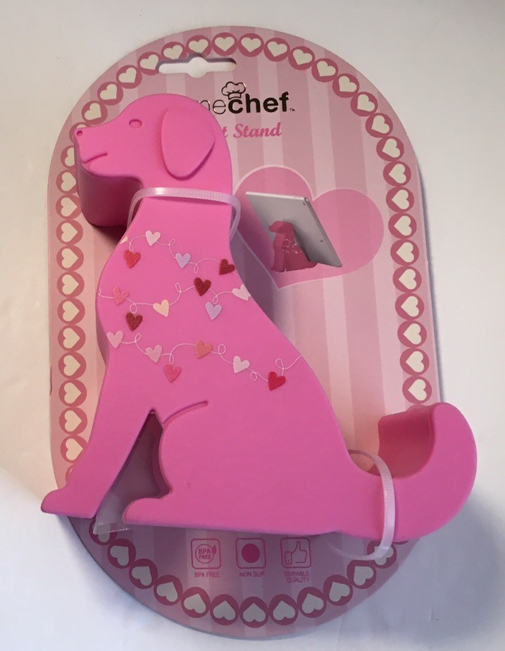 Prime CHEF DOG SHAPED HEARTS 💕 TABLET ~ BOOK ~ PHONE STAND HOLDER Pink 5” NEW