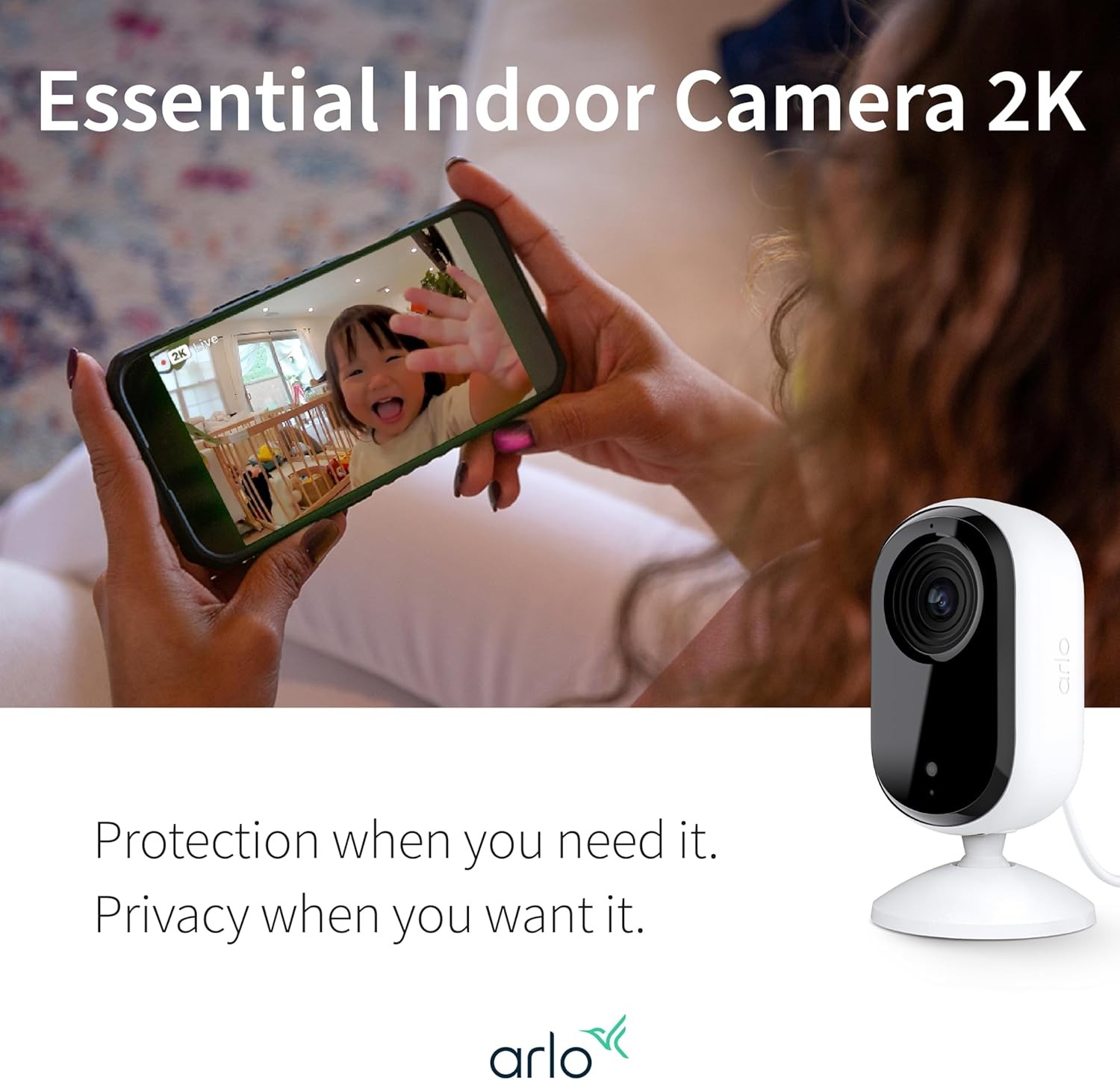 Arlo VMC3060-100NAR Essential 2ndGen 2K Indoor Single Cam-Certified Refurbished