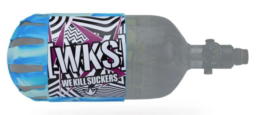 Bunker Kings Paintball Knuckle Butt 4500psi HPA Tank Cover WKS Shred Cyan
