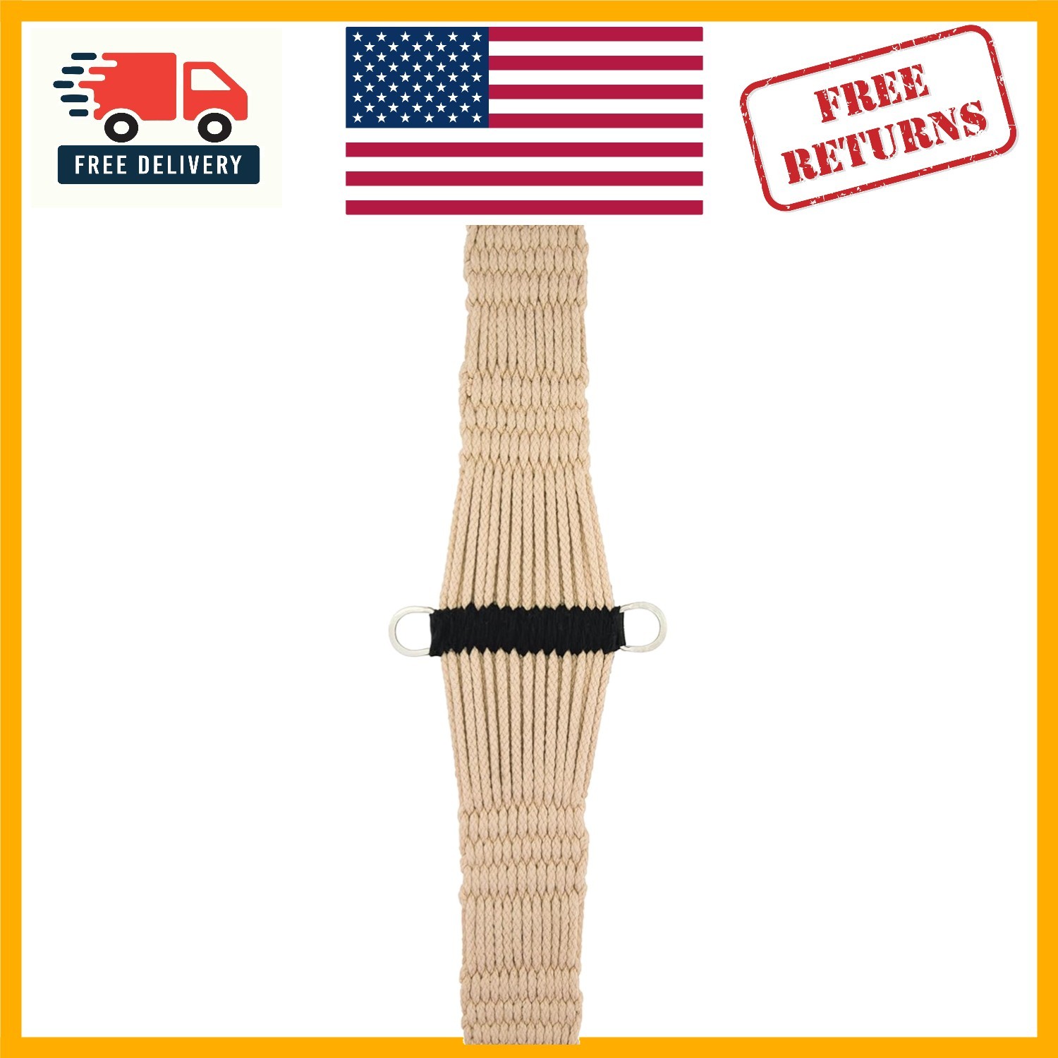 Durable White Rayon Roper Cinch with Brown Accents - Extra Width for Roping