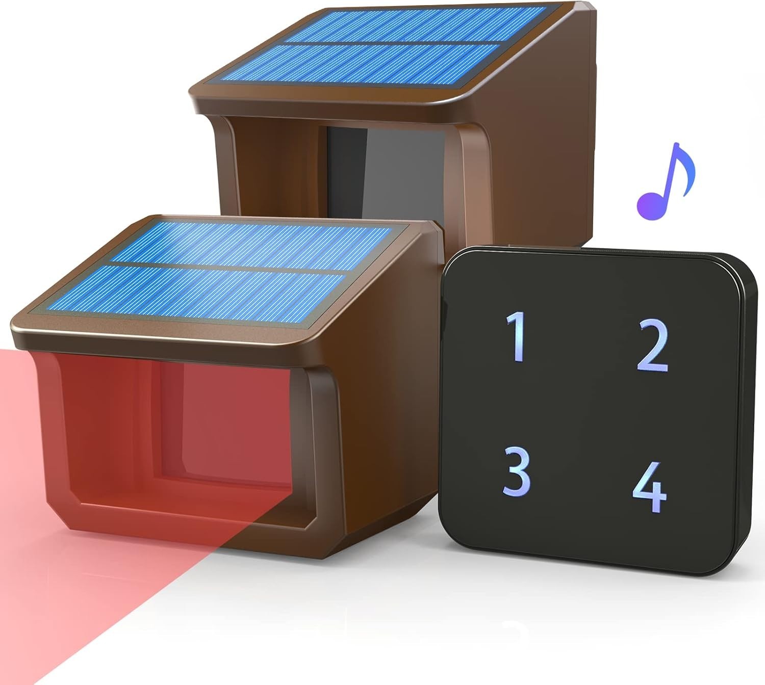 HTZSAFE  1/2 Mile  Solar Driveway Alarm System 1 Receiver + 2 Sensors