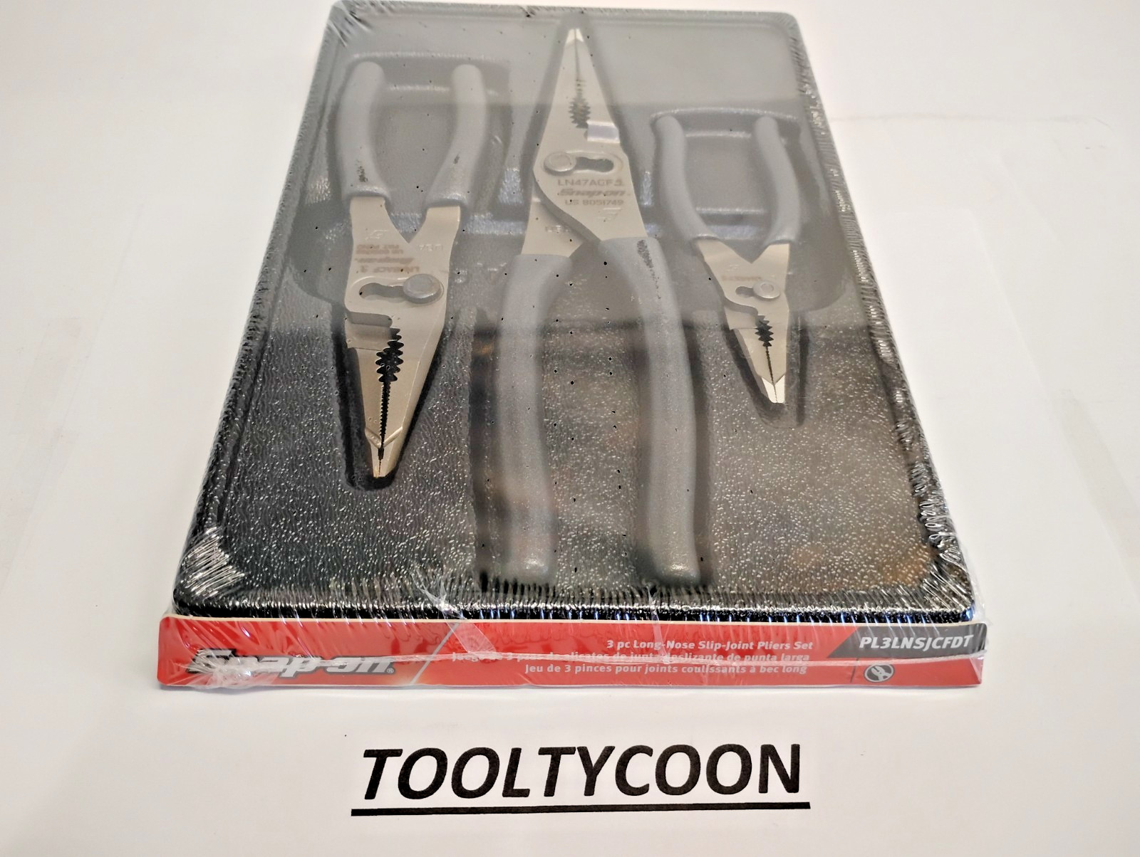 Snap-On Tools TITANIUM 3pc Soft Grip Long Nose Slip Joint Pliers Set PL3LNSJCFDT