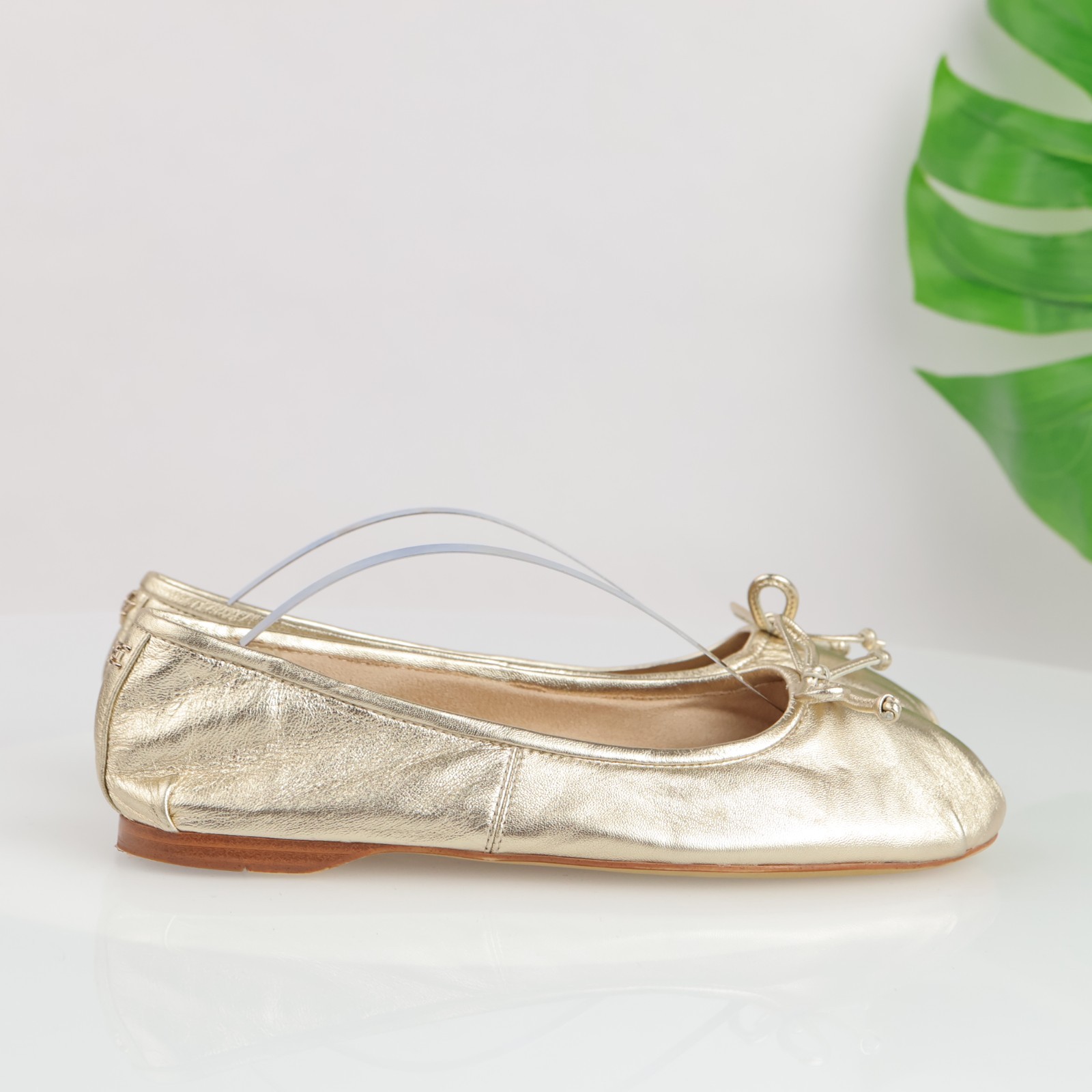 Sam Edelman Womens Zooey Ballet Flats Size 8 M Gold Metallic Leather Bow Shoes