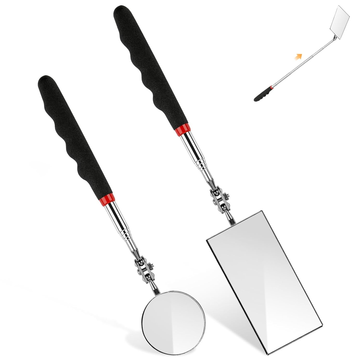 2 Pieces Telescoping Inspection Mirror, 360° Swivel Extendable Mechanic Automoti