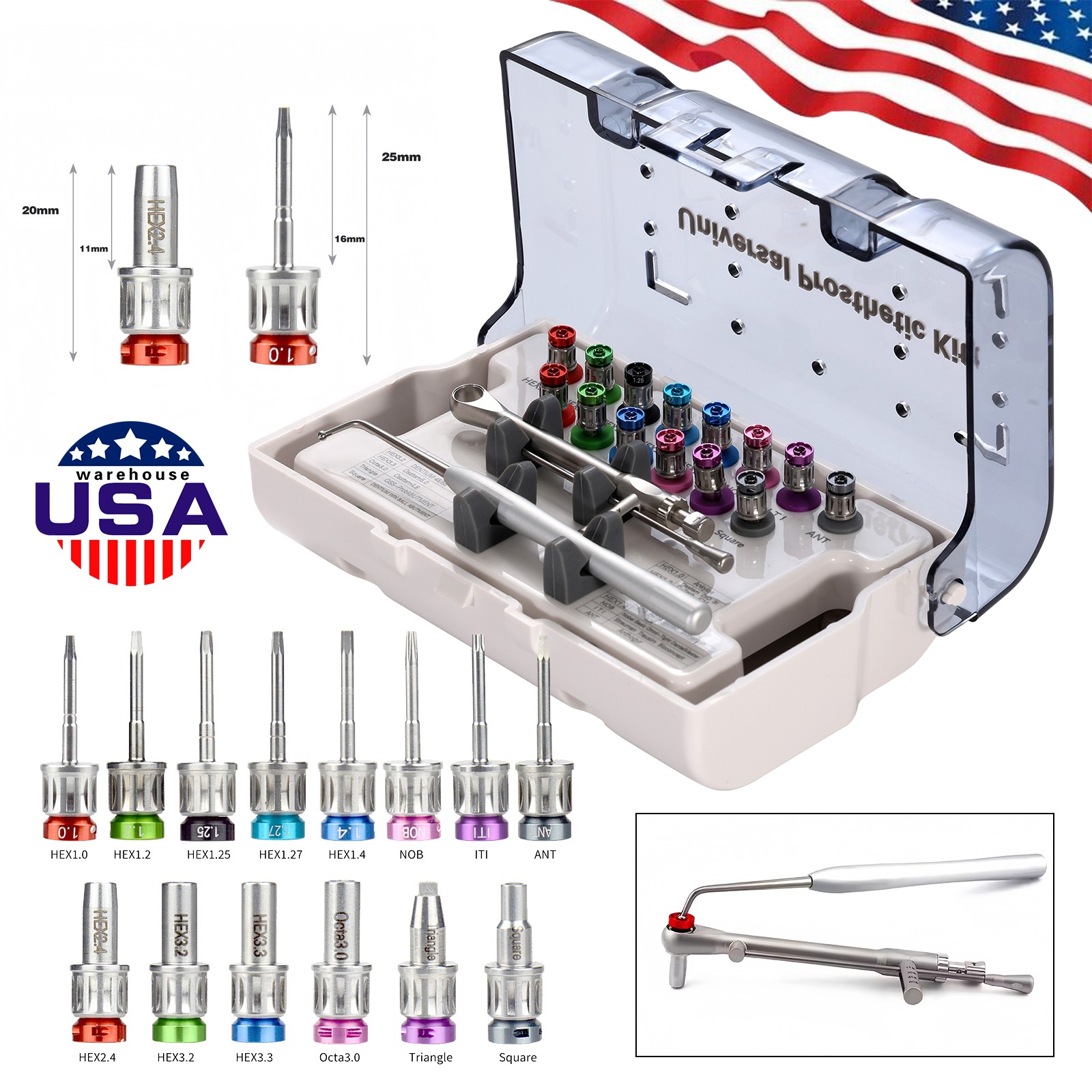 Universal Implant Prosthetic Kit-Screwdriver Multi-Unit Abutment Driver Wrench