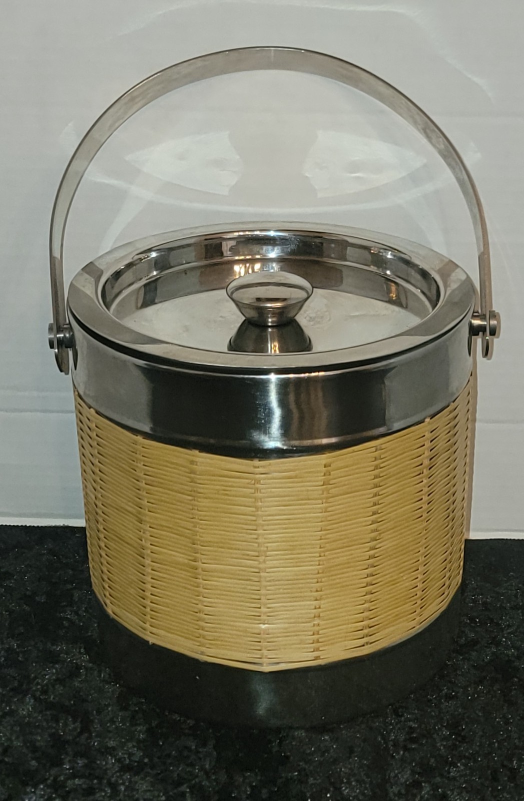 Tommy Bahama Wicker Stainless Steel Ice Bucket