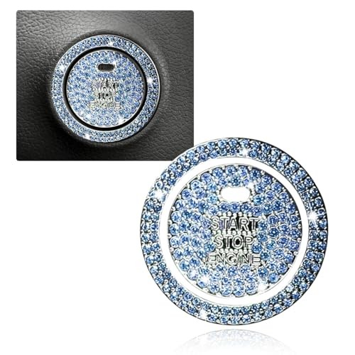 Bling Car Engine Start Ring Sticker, Anti-Scratch Auto Key Ignition Button Blue