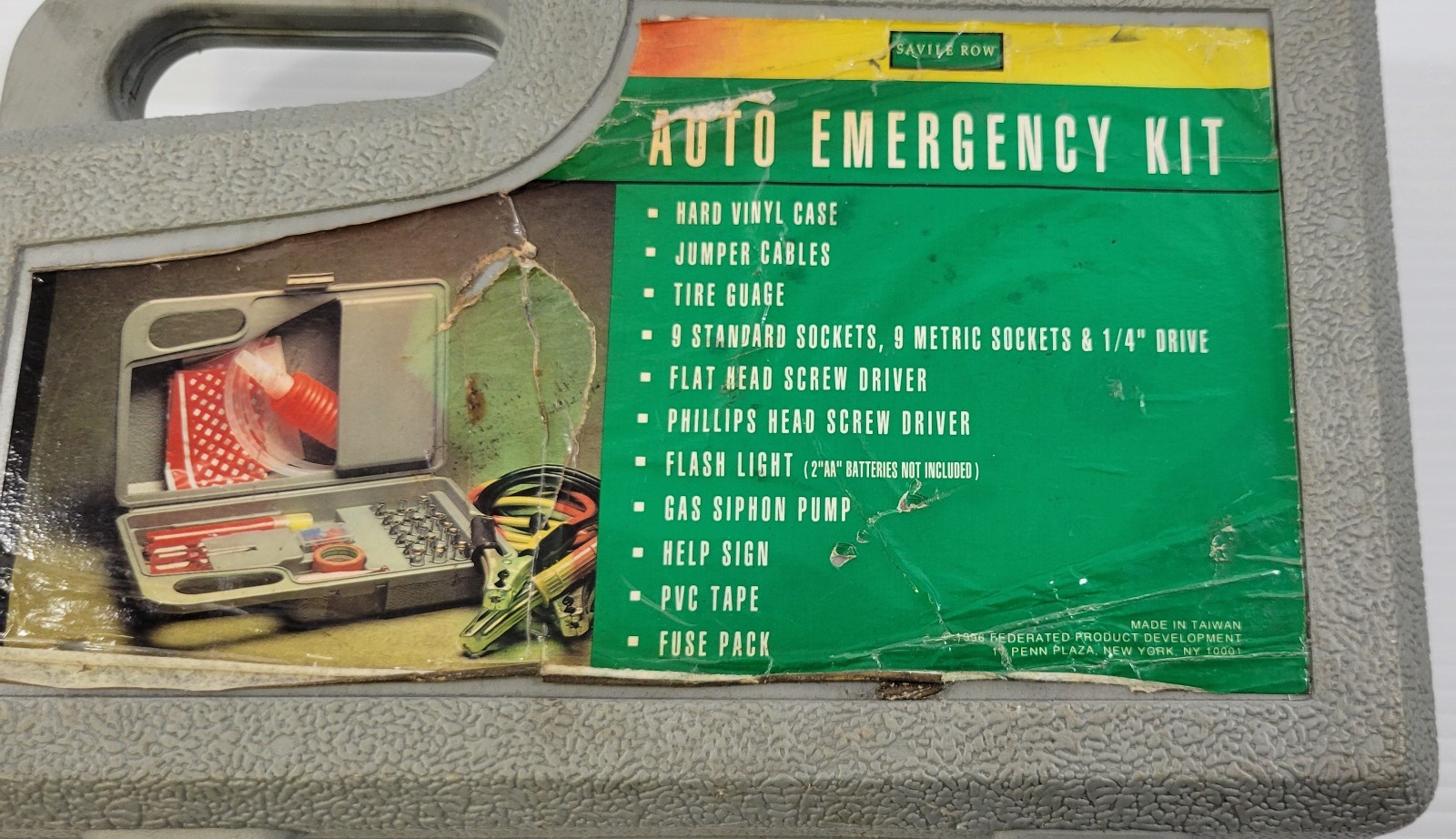 *X) Vintage Savile Row Auto Car Roadside Emergency Kit Case