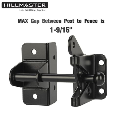HILLMASTER Self Locking Gate Latch for Wooden Fence—Heavy Duty Finger Pull