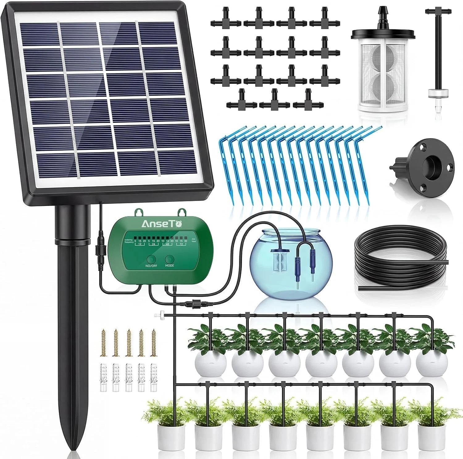 Solar Drip Irrigation System, Automatic Watering Kit with Split Design & Anti...