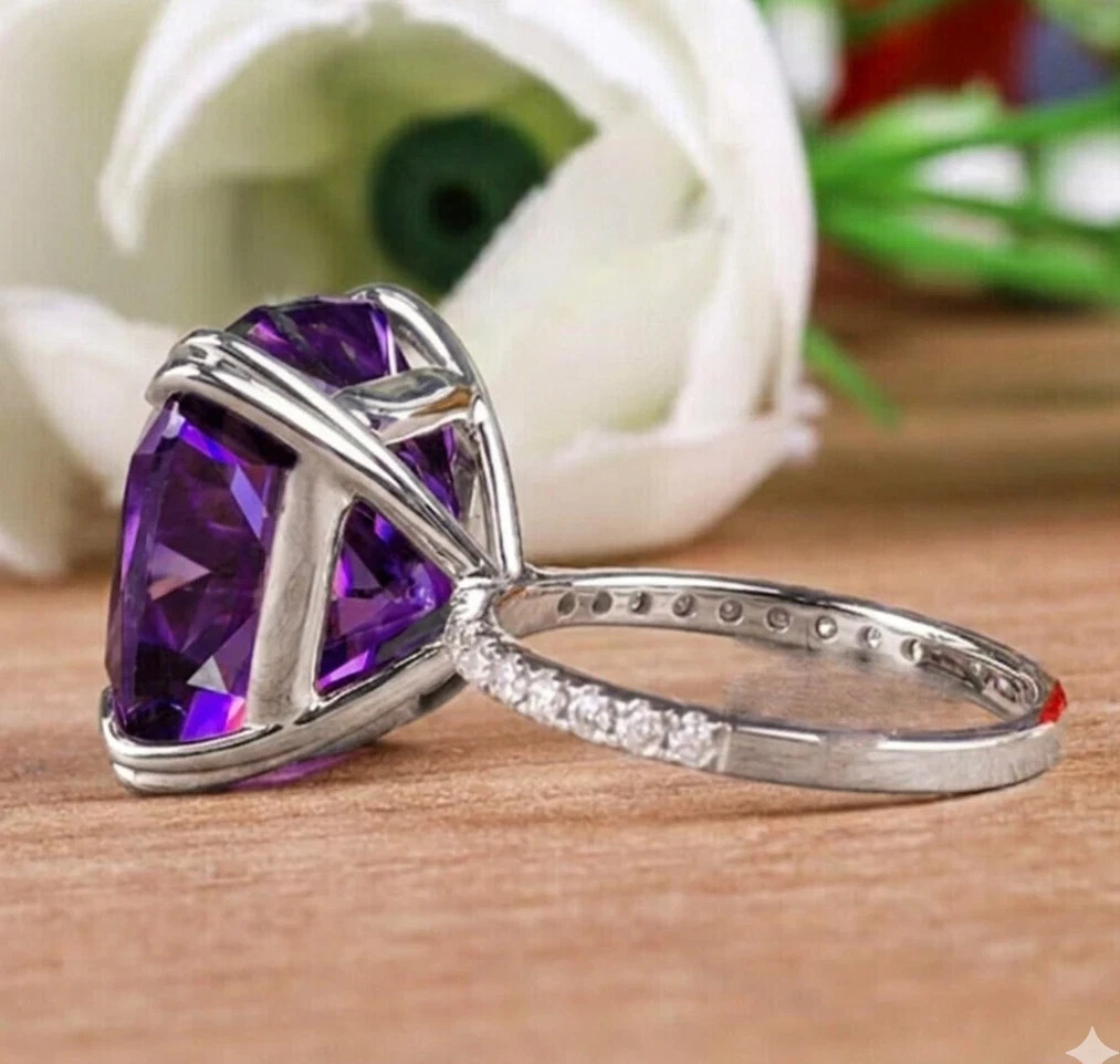 13.00 CT Certified Purple Diamond Ring, Tariffs FREE & Matching Studs .