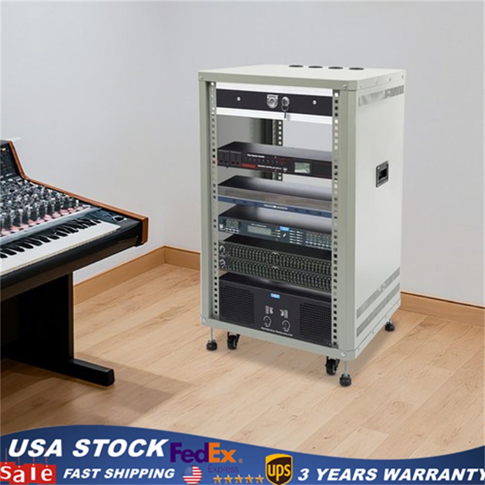 18U Dj Mixer Stand Rack, 300 Lbs Capacity, Ventilated For Studio Equipment